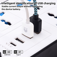 Regleta de Enchufes de Alta Calidad con 6 Tomas + 3 USB + 1 Tipo-C, Cable de 3m, Color Negro