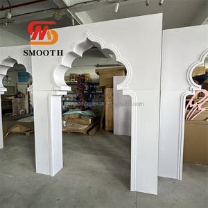 SMOOTHドアゲート形状白いレインボーアーチ写真壁3Dオープンアーチ棚背景結婚式装飾用PVC背景 - Product Image 5