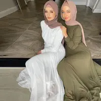 INS Turkey New Arrival Muslim Women Double Layer Chiffon Robe Dress Islamic Ladies Fashion Abaya Dress