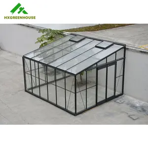 中国小成本玻璃温室套件diy附在房子出售