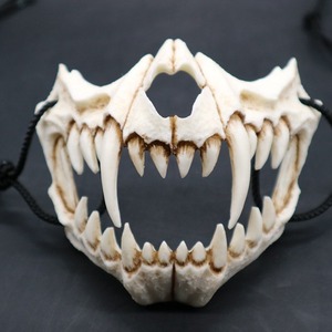 Máscara de Dientes de Tigre, Máscara de Terror de Plástico de 14x11.4cm, Accesorio de Disfraz de Halloween con Aspecto Desgastado para DIY - Product Image 1