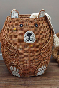 Cute Bear Shaped Rattan <b>Storage</b> <b>Basket</b> Eco-Friendly Handwoven For Children's <b>Toy</b> <b>Storage</b> for Kid Room Nursery - Product Image 2