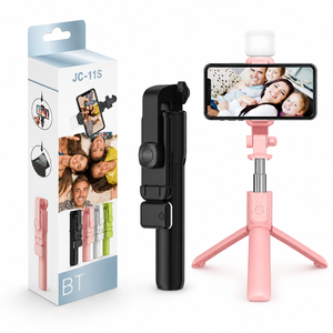 Trípode Selfie Stick Clásico JC-11S con Luz LED de Relleno, Mango Ligero de Acero Inoxidable de 830 mm - Product Image 2