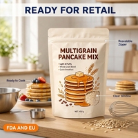Sachet Doypack Personnalisé Imprimé Qualité Alimentaire avec Fermeture Zip Refermable et Fenêtre Transparente pour Emballage de Mélange à Crêpes