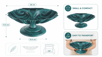 Bain d'oiseaux en résine écologique en forme de coquille de verdigris, alimenté par l'énergie solaire, résistant aux intempéries, pour oiseaux sauvages et jardin