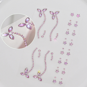 Autocollant de <span class=keywords><strong>visage</strong></span> en cristal rose brillant, motif papillon et étoile, imperméable, auto-adhésif, décoration de maquillage pour Rave et Cosplay - Product Image 3