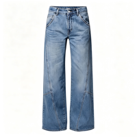 Jeans à jambes courbes pour femmes, taille basse, coupe baril, en denim, pour un look brunch en ville sur le toit