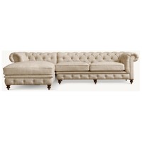 Ensemble de canapés sectionnels de luxe pour salon, en tissu français ou en cuir véritable, avec chaise longue en forme de L