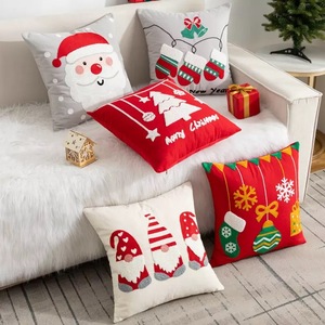 Père noël housse de coussin décoratif arbre de noël renne taie d'oreiller cadeau de noël broderie taie d'oreiller VP-YL1131 - Product Image 3