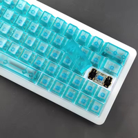 Teclado Mecánico con 139 Teclas Transparentes ABS, Color Azul Glaciar, Luz Verde Transparente Frontal, Teclas Transparentes