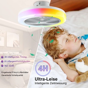 Ventilateur de plafond LED intelligent Magic Color pour chambre à coucher, salle à manger, avec application Bluetooth et musique, lampe ventilateur invisible - Product Image 4