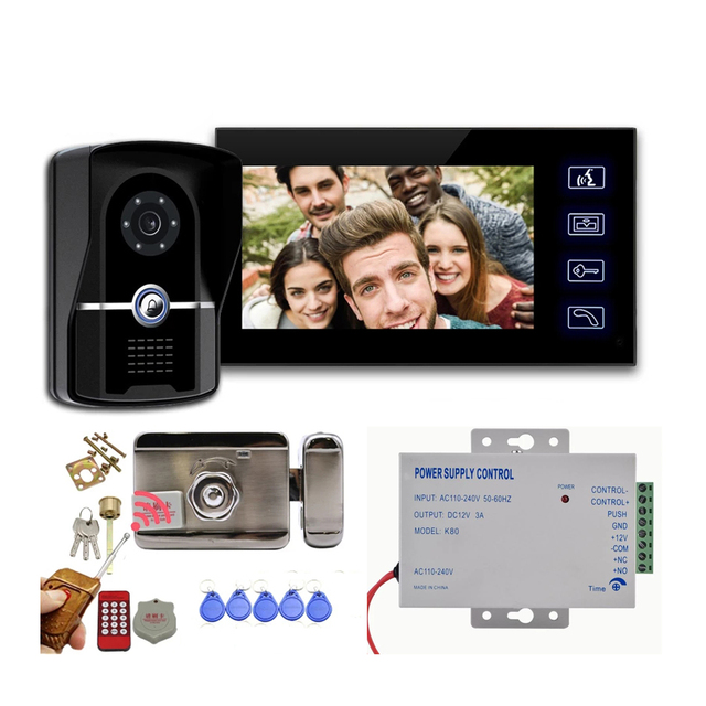 Smart Wired Video Doorbell Indoor Monitor Door Phone Intercom Rainproof Outdoor Camera Home Security Access Control System