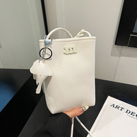 Tas Selempang Wanita Warna Solid Sederhana Kulit PU Asli Musim Panas Penutup Terbuka Elegan Fashion Tas Selempang Baru