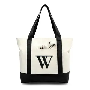 Powerful Wholesaler 2024 Innovation Simplified Letter Element Shopping Bag Canvas Handbag Recyclable Shopping Bag Tote Bag