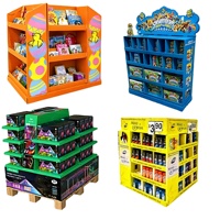 Présentoir de sol en carton ondulé personnalisé à 4 faces, empilable, pour promotion en magasin, présentoir de palettes en papier PDQ