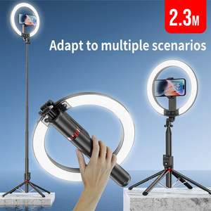 Justlink 2.3M Ring Light Selfie Stick Trépied 1200mAh Batterie 18650 Télécommande BT 3 Températures de Couleur 9 Niveaux de Luminosité pour Diffusion en Direct - Product Image 4
