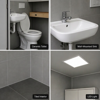 Cabine de toilette portable préfabriquée, toilettes mobiles en acier ondulé, sanitaires modulaires avec toilettes en céramique et lavabo pour la construction