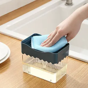 Dağıtıcı sünger bulaşık yıkama fırçası ovma pedi deterjan otomatik sıvı dağıtıcı manuel pres