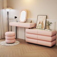 Coiffeuse moderne en bois noir de luxe avec miroir LED, grande commode de rangement pour chambre à coucher, vente en gros pour la maison