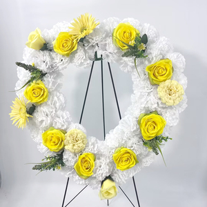 卸売 大型 人工シルク 葬儀用墓花 ハート型リース 謹意の意を表すリース 葬儀/追悼リース - Product Image 1