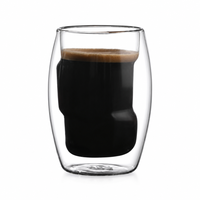 Gobelet à café en verre borosilicate à double paroi fait main, verre transparent, tasse à thé au lait