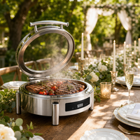 Pemanas Makanan Listrik Bulat 6L dari Stainless Steel, Peralatan Katering Komersial untuk Pesta Pernikahan