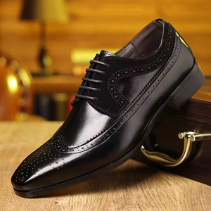 Chaussures Oxford décontractées britanniques de haute qualité pour hommes en cuir véritable, bout pointu, fabriquées à la main, style rétro, à lacets, intemporelles - Product Image 2