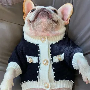 Fashion Style Dog maglione Cat Pearl decorato Cardigan Dog popolare Pet Knitting Noble Wear