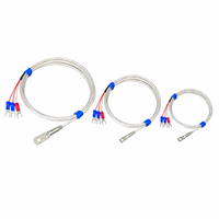 Sensor Suhu RTD Permukaan PT100 3-Kawat dengan Kabel Baja Anti Karat Terjalin Tahan Suhu Tinggi, Terminal U, Pengukuran Suhu Cetakan, OEM