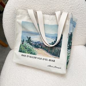 Sac fourre-tout décontracté en toile Albert <span class=keywords><strong>Marquet</strong></span> à bandoulière, avec fermeture éclair, grande capacité, imprimé, pour ordinateur portable - Product Image 1