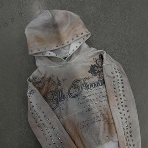 Sweat à capuche OEM pour <span class=keywords><strong>homme</strong></span>, en coton 420 GSM, coupe ample, col montant, tissé, orné, couleur Avoine clair délavé à l'acide, style décontracté hiver, fournisseur d'usine sur mesure - Product Image 3