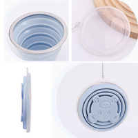 Gobelet pliable en silicone portable avec cordon, couvercle de voyage et gobelet à rince-bouche, pratique pour le café et l'eau
