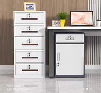 Meuble de rangement de bureau moderne en acier, petit casier avec serrure à code robuste, tiroir de rangement et base pour imprimante, modèle bas