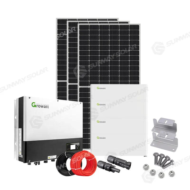 Sistema fotovoltaico ibrido Growatt 5kw 5000w fotovoltaico solare 5kwp 5 kilattini sistema fotovoltaico ibrido con batterie