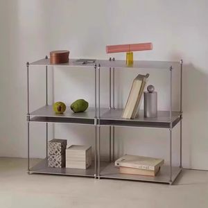 Rak Penyimpanan Minimalis Stainless Steel Meja <span class=keywords><strong>Display</strong></span> Kedai Kopi Rak Persegi Panjang Lemari Rak Penyimpanan Kamar Tidur Rak Ruang Belajar - Product Image 2