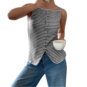 เสื้อแฟชั่นแขนกุดติดกระดุมสไตล์ลำลองสำหรับผู้หญิงมาใหม่สำหรับฤดูร้อน - Product Image 3