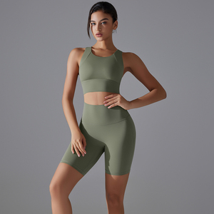 2024 nuova bellezza senza cuciture dietro biancheria intima vita alta per lifting della pelle dimagrante comodi pantaloncini sportivi che corrono Set Yoga Fitness - Product Image 6