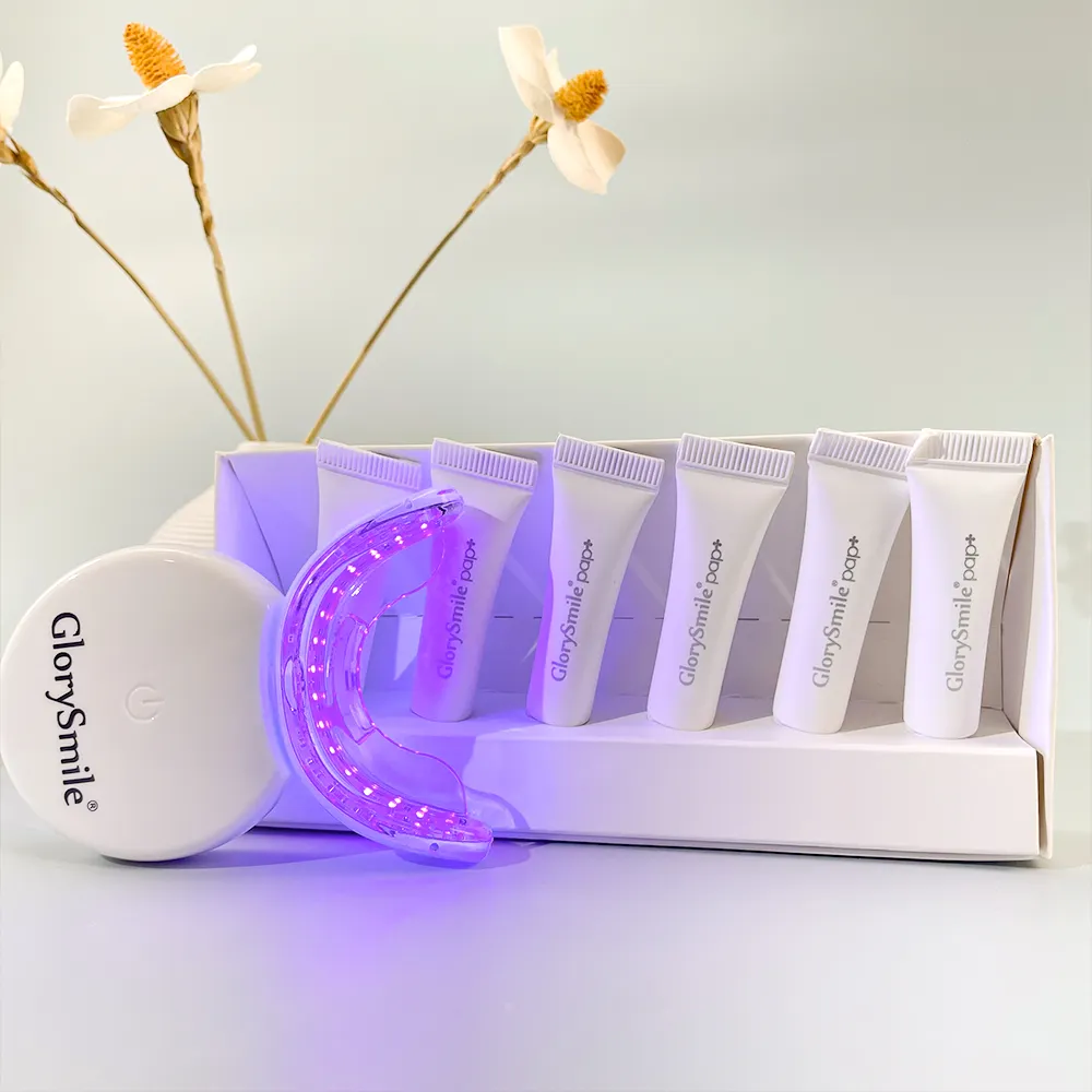 Glorysmile المهنية تبييض الأسنان كيت 32 LED الأرجواني آلة تبييض الأسنان تعمل بالضوء أدوات تبييض الأسنان