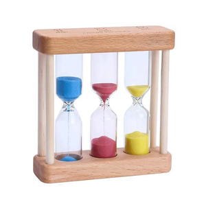 Timer a sabbia in legno naturale fatto a mano 3-in-1, timer a sabbia per tè, in vetro, per ufficio, scrivania, cucina, decorazione per <span class=keywords><strong>la</strong></span> casa, matrimonio, compleanno - Product Image 5