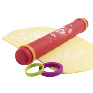 Mastrad Silicone Rolling Pin With 8 <b>Rings</b> For Precise Dough <b>Thickness</b> Control Baking Pastry Tool - Product Image 1