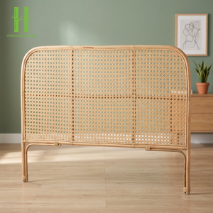 Modern Midcentury <b>Wall</b> Bed Simple <b>Headboard</b> Assembled Eco-Friendly Rattan Furniture Customizable Size Color Vietnam Factory - Product Image 1