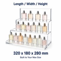 Boîte de présentation de parfums moderne en acrylique Calic, multi-niveaux, forme personnalisée, étui transparent à étages pour comptoir de vente de parfums, logo personnalisé