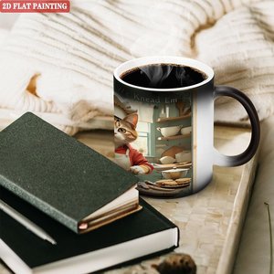 Frosted Black 11oz <b>Ceramic</b> <b>Mug</b> Heat Changing Magic Cup For Work Colleague Gift - Product Image 3