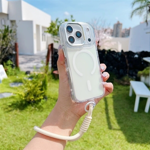 <span class=keywords><strong>Coque</strong></span> de téléphone complète magnétique transparente à changement de couleur brillante, design peint par pulvérisation, avec sangle et poignée, pour <span class=keywords><strong>iPhone</strong></span> 17 Pro - Product Image 4