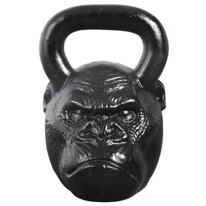 Penjualan Laris Peralatan Olahraga Kepala Monyet Kettlebell Fitness Set Olahraga Kettlebell Besi Cor Hitam