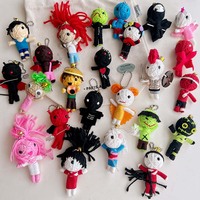 Figurine de sorcière Vaudou en fil de coton fait main, porte-clés décoratif pour l'Halloween, cadeau d'ambiance festive