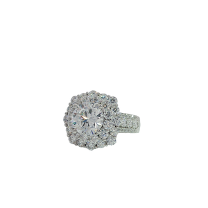 Anillo de Bodas de lujo de 18 quilates con ajuste de punta de oro blanco para mujer con diseño de Halo de racimo regalo joyería nupcial - Product Image 2