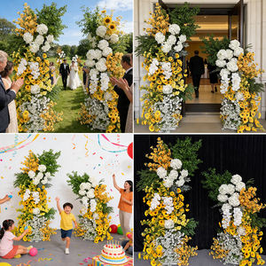 Arco de Flores Artificiales de Seda Amarillo y Blanco, Estilo Moderno, para Decoración de Bodas, Eventos de Regreso a Clases - Product Image 2