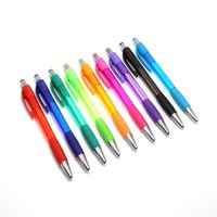 Stylos promotionnels bon marché Poignée en caoutchouc souple Stylo à bille en plastique transparent coloré avec impression de logo personnalisé