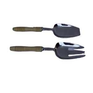 Juego de servidor de ensalada con mango de madera de Venta caliente en manijas pulidas de acero en otro material también disponible Juego de vajilla de cubiertos - Product Image 1